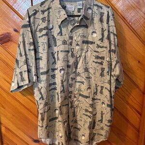 Bugle Boy Tan Golf Print Men's Casual Shirt